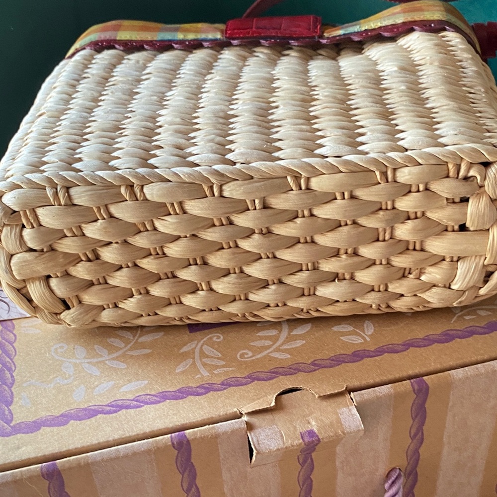 Brighton Woven Shoulder Bag with Red and Plaid - Picture 6 of 8